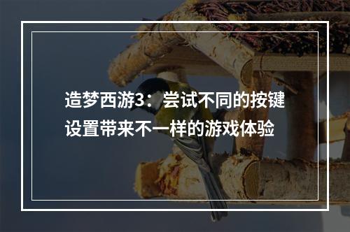 造梦西游3：尝试不同的按键设置带来不一样的游戏体验