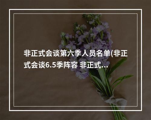 非正式会谈第六季人员名单(非正式会谈6.5季阵容 非正式会谈6.5季嘉宾是谁)