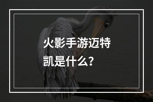 火影手游迈特凯是什么？