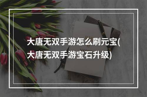 大唐无双手游怎么刷元宝(大唐无双手游宝石升级)