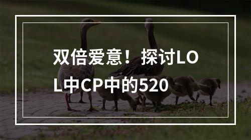 双倍爱意！探讨LOL中CP中的520