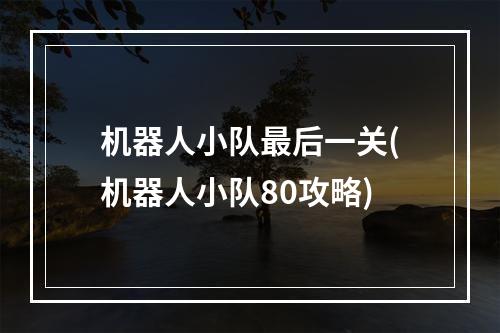 机器人小队最后一关(机器人小队80攻略)