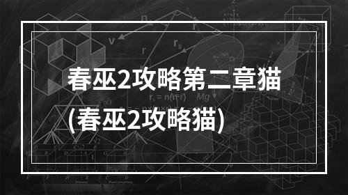 春巫2攻略第二章猫(春巫2攻略猫)