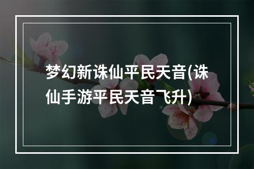 梦幻新诛仙平民天音(诛仙手游平民天音飞升)