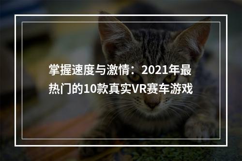 掌握速度与激情：2021年最热门的10款真实VR赛车游戏