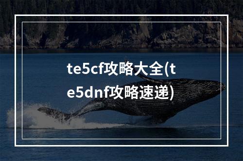 te5cf攻略大全(te5dnf攻略速递)