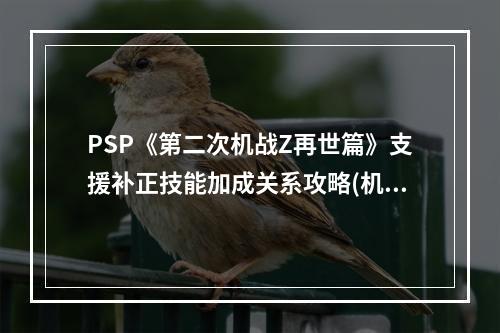 PSP《第二次机战Z再世篇》支援补正技能加成关系攻略(机战再世篇攻略)