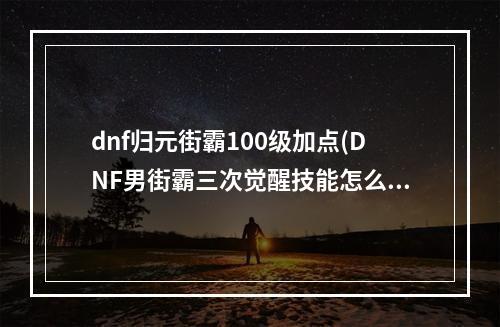 dnf归元街霸100级加点(DNF男街霸三次觉醒技能怎么样 DNF归元街霸打技能介绍)