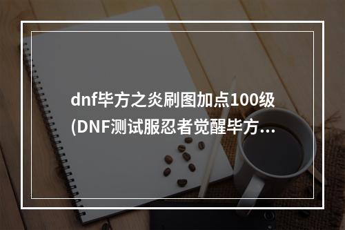 dnf毕方之炎刷图加点100级(DNF测试服忍者觉醒毕方之炎加点攻略指引)