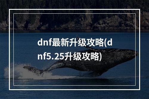 dnf最新升级攻略(dnf5.25升级攻略)