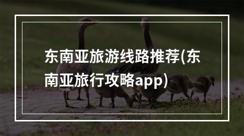 东南亚旅游线路推荐(东南亚旅行攻略app)