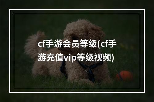 cf手游会员等级(cf手游充值vip等级视频)