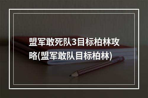 盟军敢死队3目标柏林攻略(盟军敢队目标柏林)