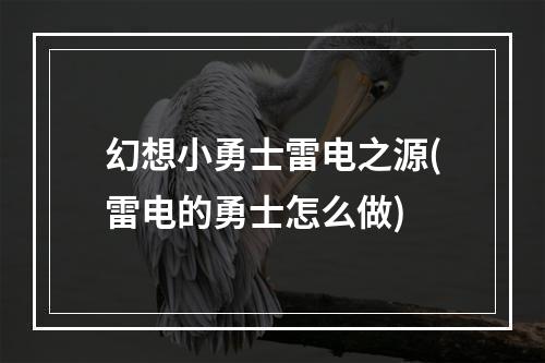 幻想小勇士雷电之源(雷电的勇士怎么做)