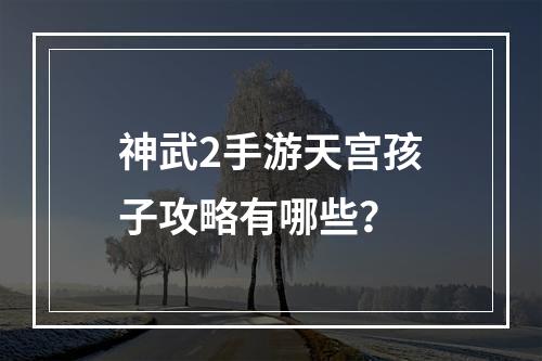 神武2手游天宫孩子攻略有哪些？