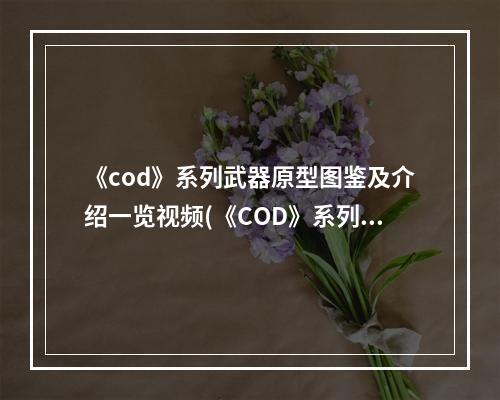 《cod》系列武器原型图鉴及介绍一览视频(《COD》系列武器原型图鉴及介绍一览)