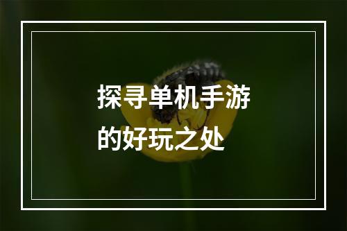 探寻单机手游的好玩之处