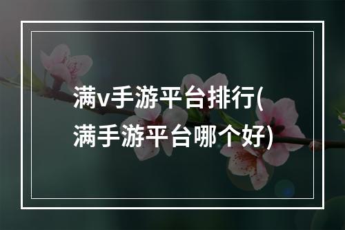 满v手游平台排行(满手游平台哪个好)