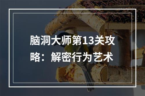 脑洞大师第13关攻略：解密行为艺术