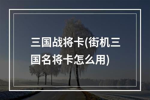 三国战将卡(街机三国名将卡怎么用)