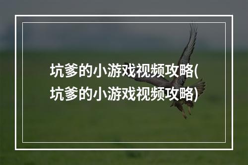 坑爹的小游戏视频攻略(坑爹的小游戏视频攻略)