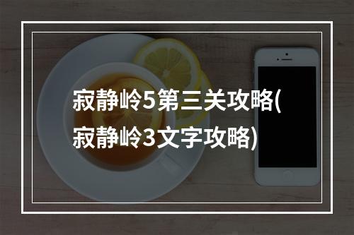 寂静岭5第三关攻略(寂静岭3文字攻略)