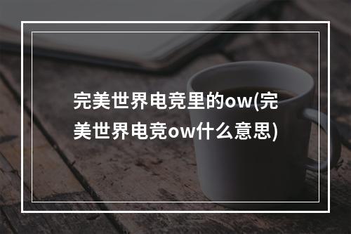 完美世界电竞里的ow(完美世界电竞ow什么意思)