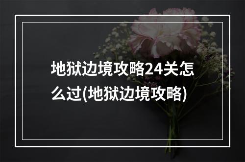 地狱边境攻略24关怎么过(地狱边境攻略)