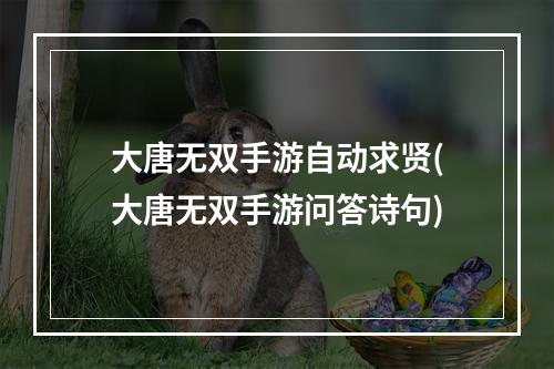 大唐无双手游自动求贤(大唐无双手游问答诗句)