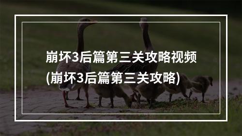 崩坏3后篇第三关攻略视频(崩坏3后篇第三关攻略)