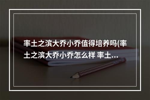 率土之滨大乔小乔值得培养吗(率土之滨大乔小乔怎么样 率土之滨大乔小乔好用吗)