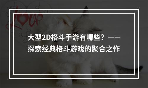 大型2D格斗手游有哪些？——探索经典格斗游戏的聚合之作