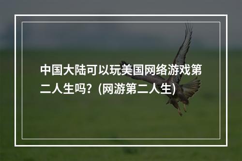 中国大陆可以玩美国网络游戏第二人生吗？(网游第二人生)