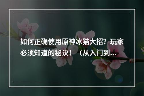 如何正确使用原神冰猫大招？玩家必须知道的秘诀！（从入门到掌握）