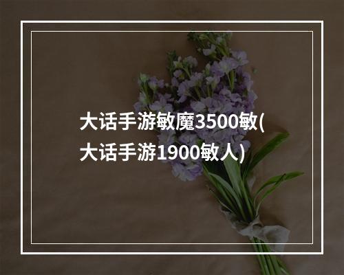 大话手游敏魔3500敏(大话手游1900敏人)