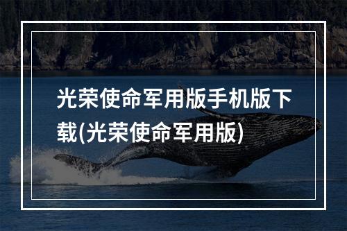 光荣使命军用版手机版下载(光荣使命军用版)