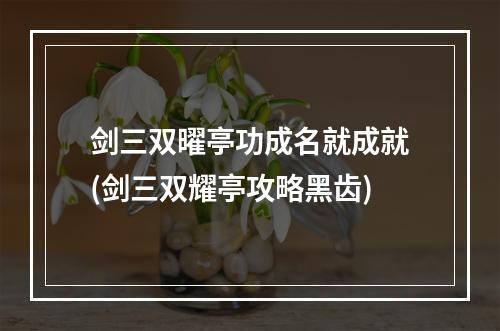 剑三双曜亭功成名就成就(剑三双耀亭攻略黑齿)