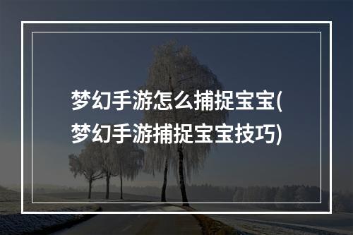 梦幻手游怎么捕捉宝宝(梦幻手游捕捉宝宝技巧)