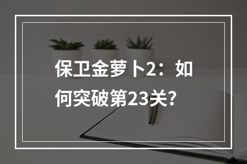 保卫金萝卜2：如何突破第23关？