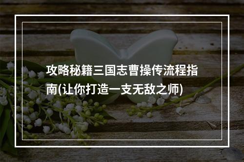 攻略秘籍三国志曹操传流程指南(让你打造一支无敌之师)