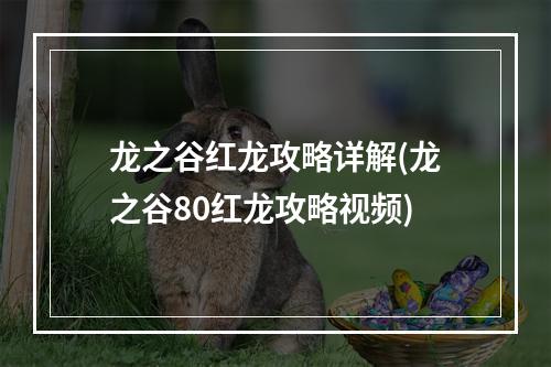 龙之谷红龙攻略详解(龙之谷80红龙攻略视频)