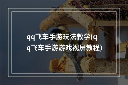 qq飞车手游玩法教学(qq飞车手游游戏视屏教程)