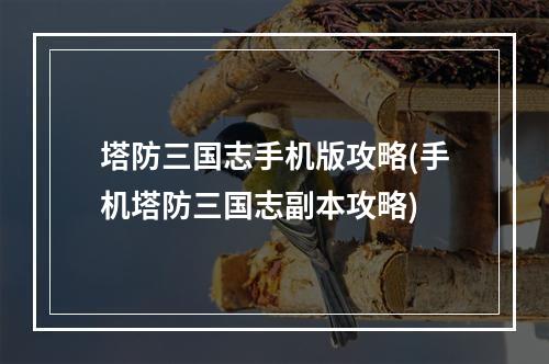 塔防三国志手机版攻略(手机塔防三国志副本攻略)