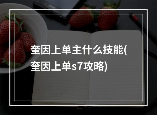 奎因上单主什么技能(奎因上单s7攻略)