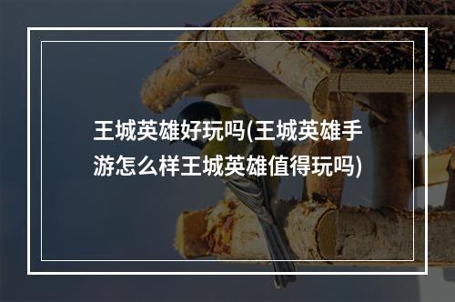 王城英雄好玩吗(王城英雄手游怎么样王城英雄值得玩吗)