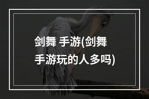 剑舞 手游(剑舞手游玩的人多吗)