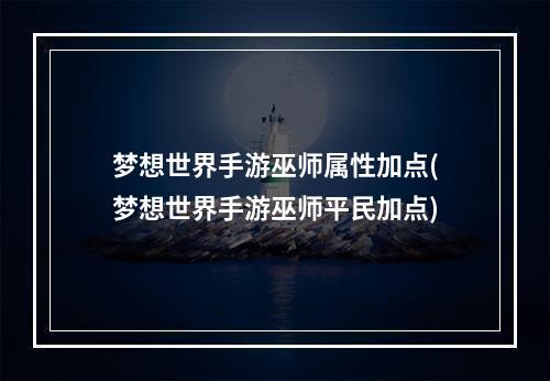 梦想世界手游巫师属性加点(梦想世界手游巫师平民加点)