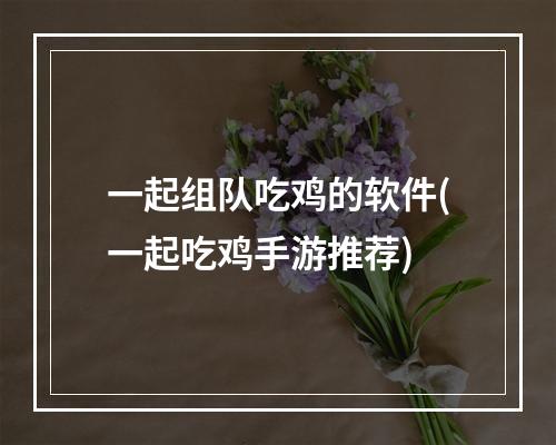 一起组队吃鸡的软件(一起吃鸡手游推荐)