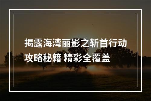 揭露海湾丽影之斩首行动攻略秘籍 精彩全覆盖