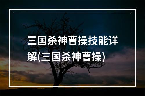 三国杀神曹操技能详解(三国杀神曹操)